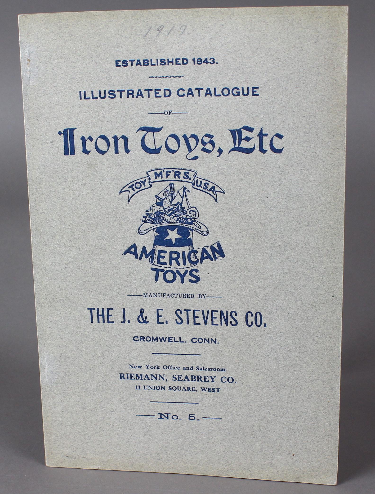1900s Original J. E. Stevens Toy & Bank Catalog: J. E. Stevens Toy & Bank Catalog- Iron Toys Etc.. Original (not reprint) catalog from the Cromwell CT manufacturer American Toys. Illustrated full of engraved plates of the toy banks.