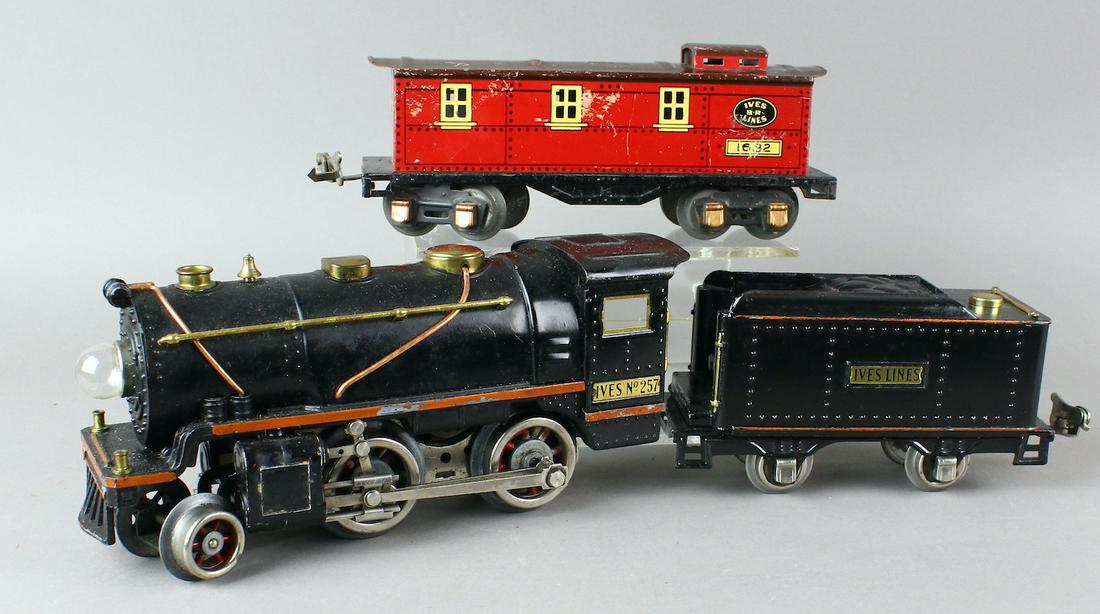 Ives 257 Steam Loco and Tender & Caboose: Ives 257 Steam Engine Loco and Tender & Caboose