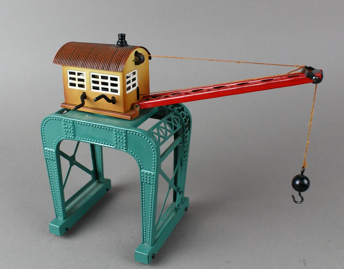 Markling German Tin HO Crane Tower Near Mint!: Markling German Tin HO Crane Tower Near Mint, bright litho. One crank needs to be adjusted to work, otherwise near mint.