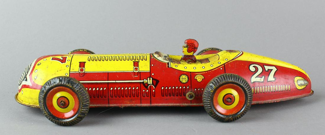 Marx Tin Wind Indy Racer: Marx Tin Wind Indy Racer. Wind up #27 race car 12 inches long.
