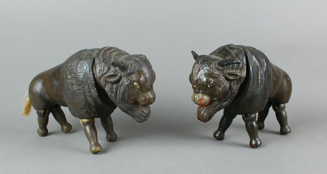 Schoenhut Buffalo Pair: Schoenhut Buffalo Pair. Original condition 7 1/2 inches long.