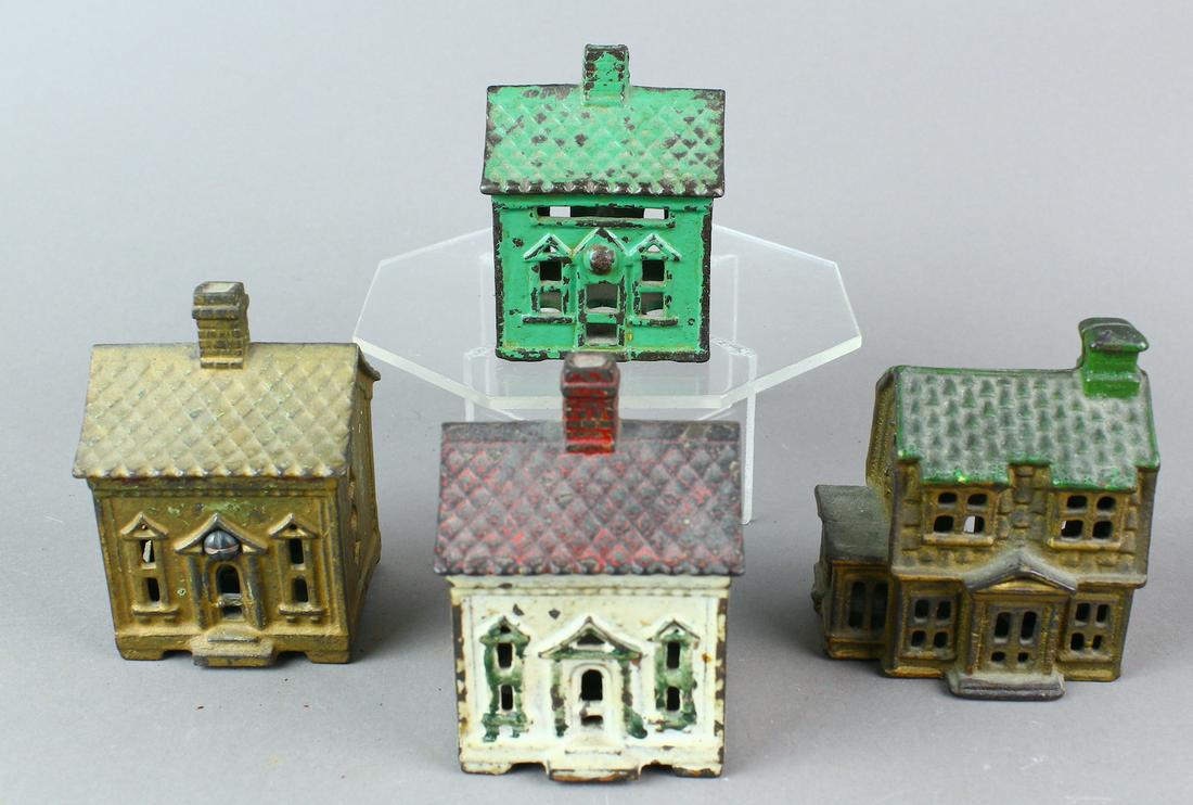 Bungalow & Cottage Home Still Banks: Bungalow & Cottage Home Still Banks. Cast iron, original paint.