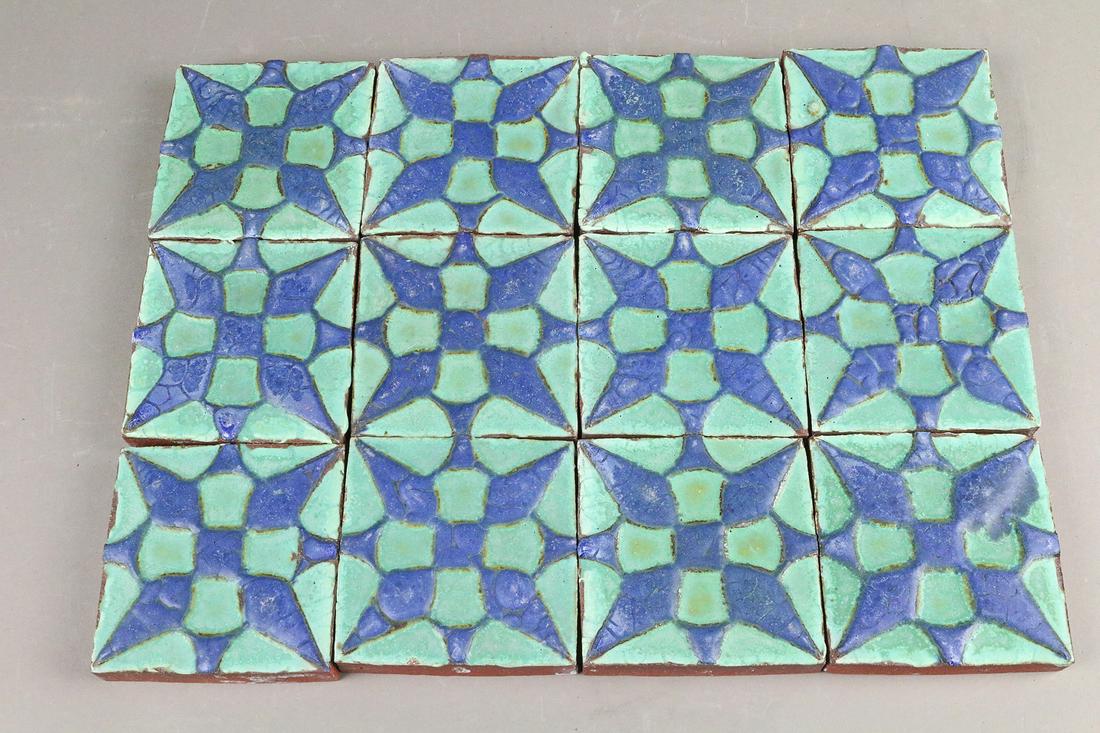 Grueby Green Blue 3x3 Tile Lot 12: Grueby Green Blue 3x3 Tile Lot 12