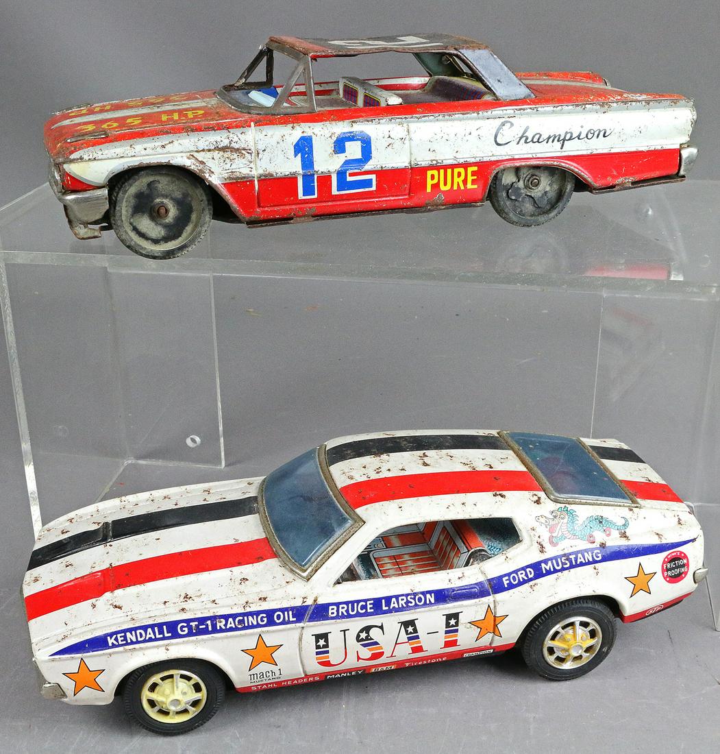 Ford Mustang Champion Stock Car Tin Litho Japan Lot: Ford Mustang Champion Stock Car Tin Litho Japan Lot
