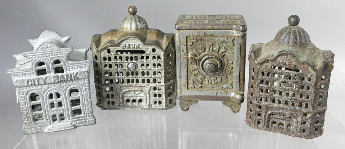 Cast Iron Bank Lot 4, 5 Inches: Cast Iron Bank Lot 4, 5 Inches