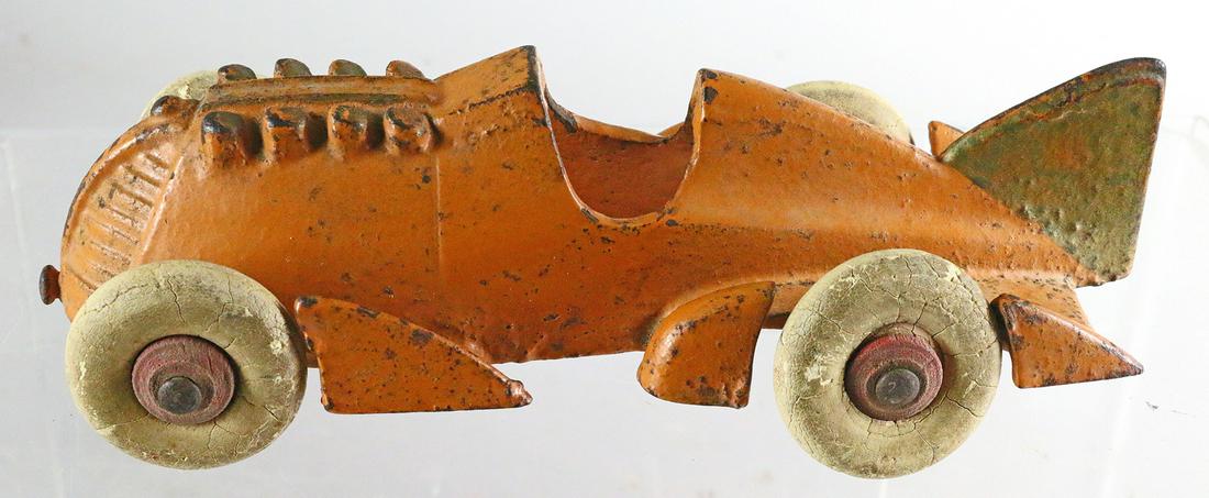 Hubley Cast Iron Boat Tail Racer 1930\'s Original 8 Inches: Hubley Cast Iron Boat Tail Racer 1930's Original, NOT A REPRO! 8 Inches