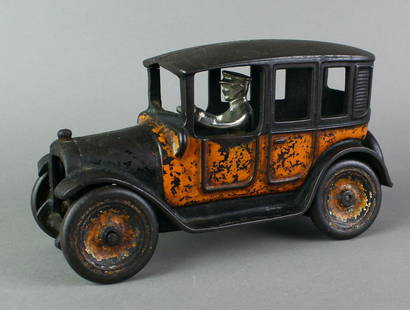 Arcade Taxi Cab Cast Iron: Arcade Taxi Cab Cast Iron. 6 inches, original paint with wear.