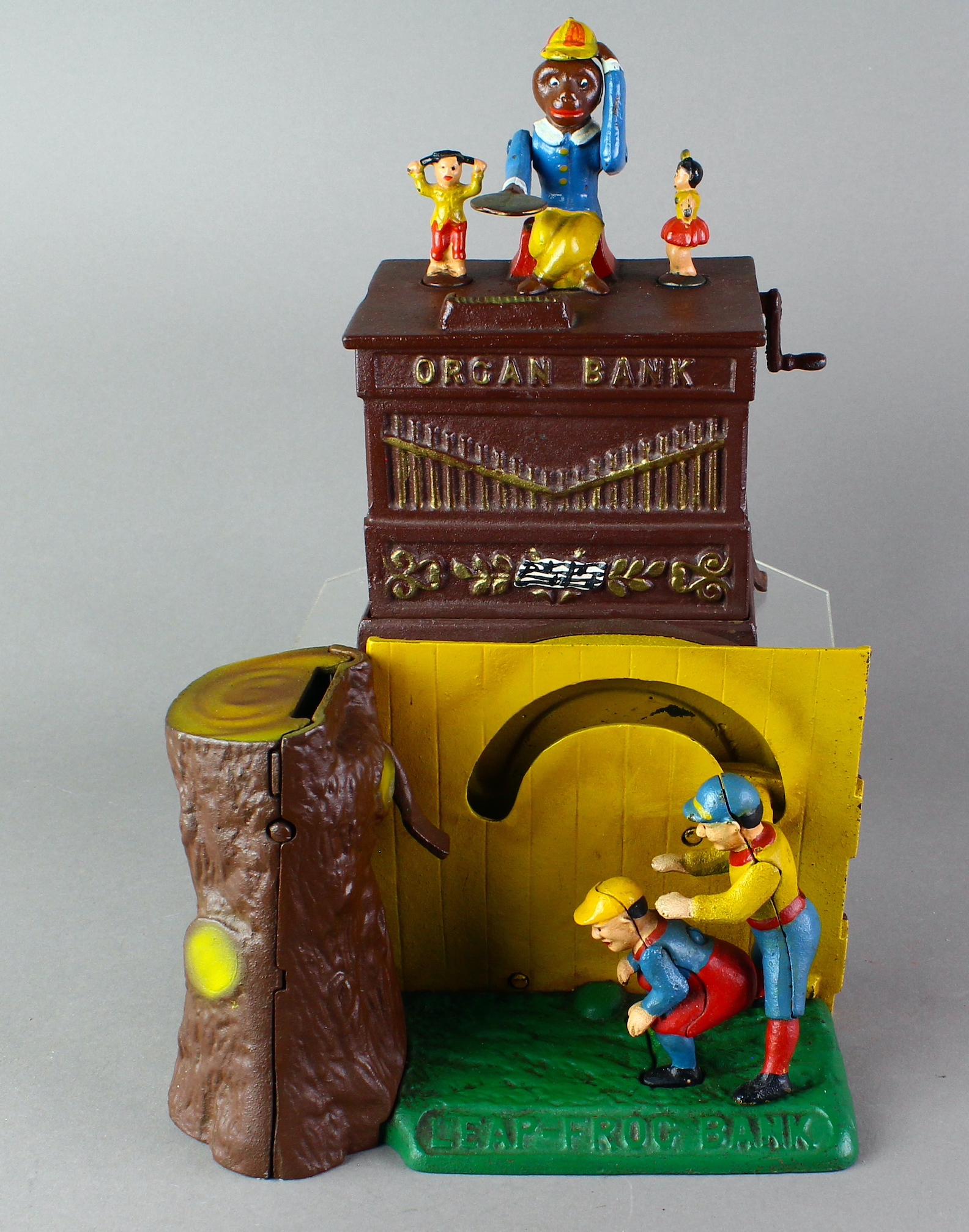 Leap Frog & Organ Mechanical Bank Cast Iron BOK (1 of 5)