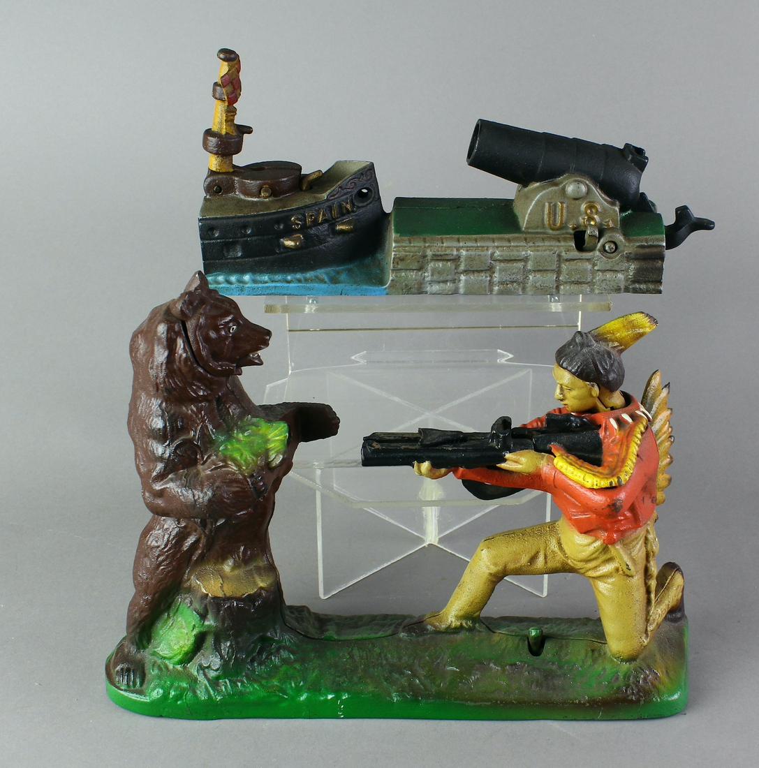 Indian Shooting Bear & US & Spain Cannon Mech Bank BOK (1 of 3)