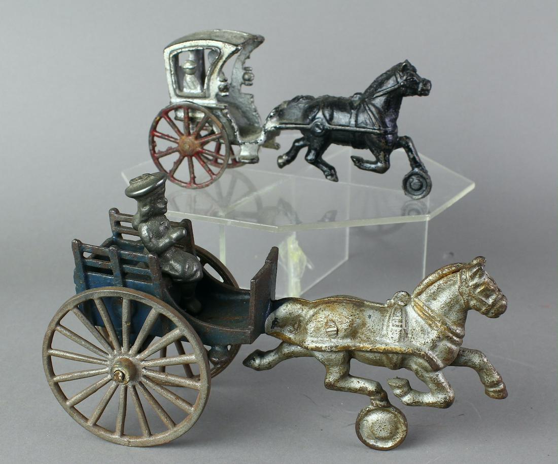 2 Cast Iron Horse & Carriages (1 of 2)