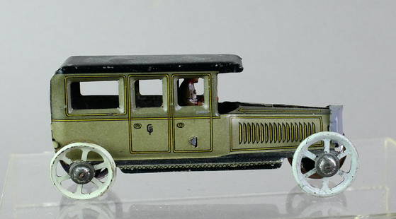 Georg Fischer Limousine German Penny Toy Limo: German tin Georg Fischer Limousine Penny Toy Limo. Large penny toy, 5 inches.