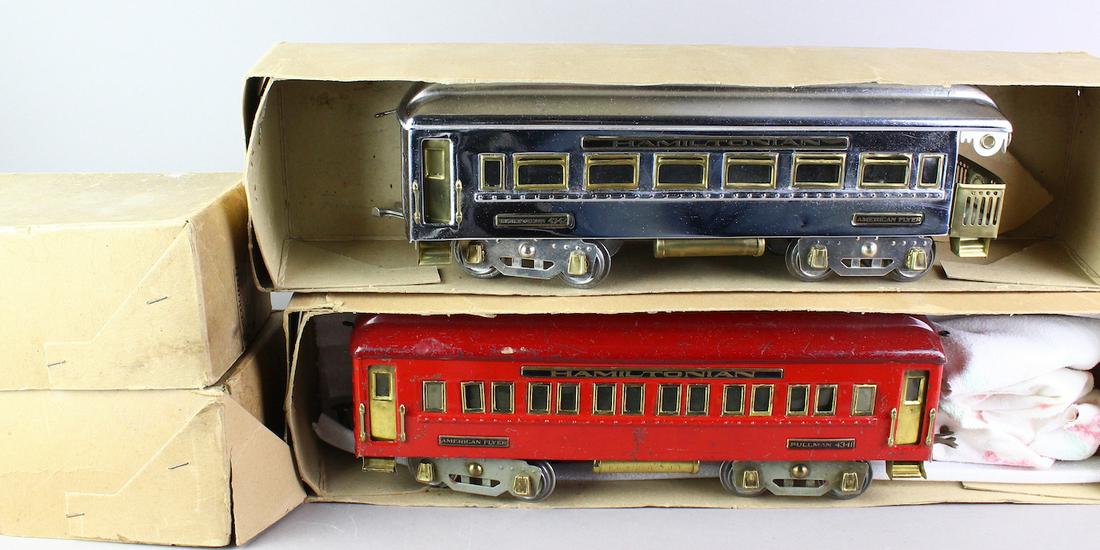 American Flyer Hamiltonian Passenger Cars & Box: American Flyer Standard G Hamiltonian Passenger Cars & Boxes.
