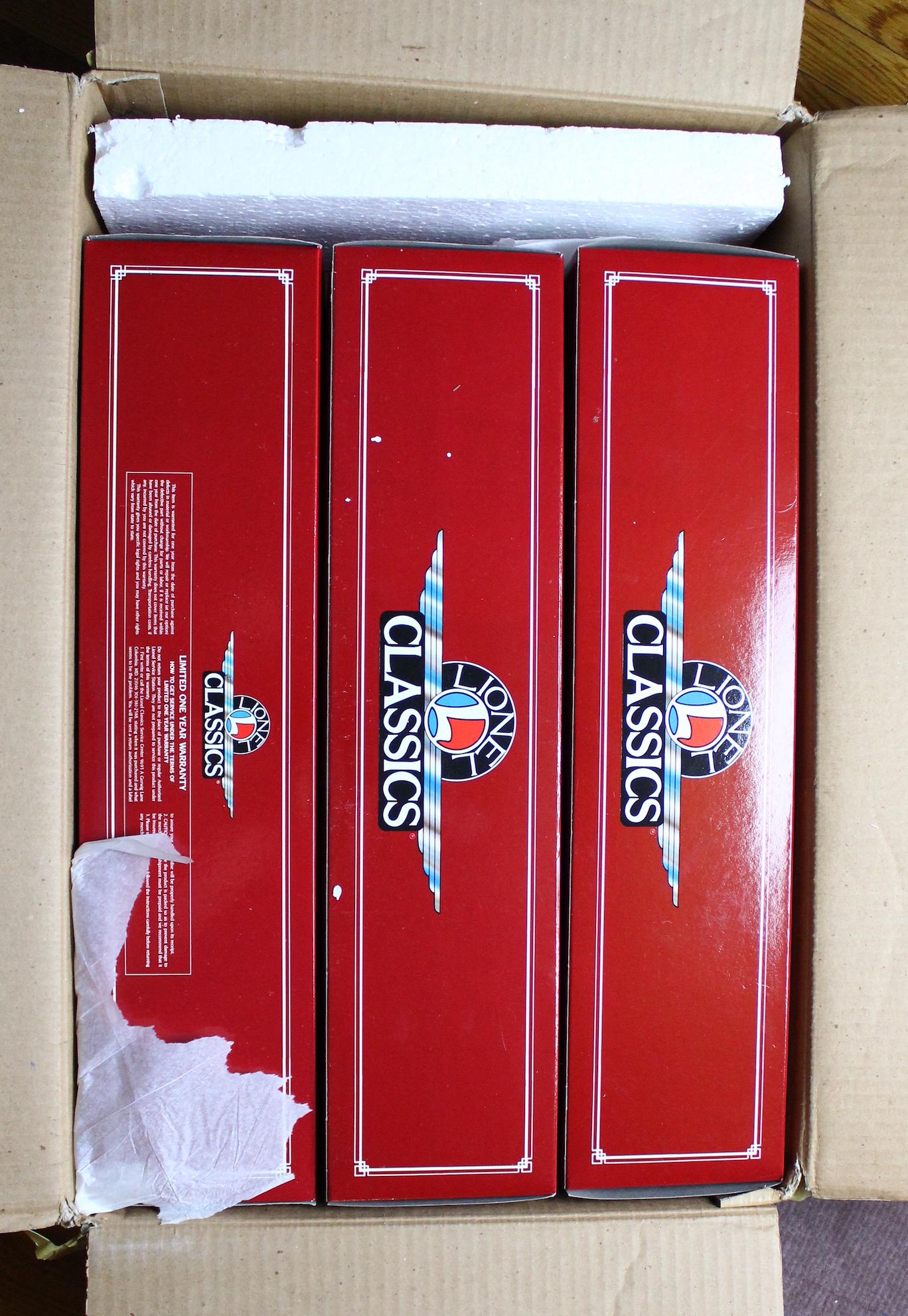 Lionel Classics AF Chrome Presidential Cars MIB: Lionel Classics- American Flyer Wide gauge chrome Presidential Special passenger cars in original box and master carton containing; 13425 West Point 1-4390 baggage, 13426 Academy 1-4391 coach and a 13
