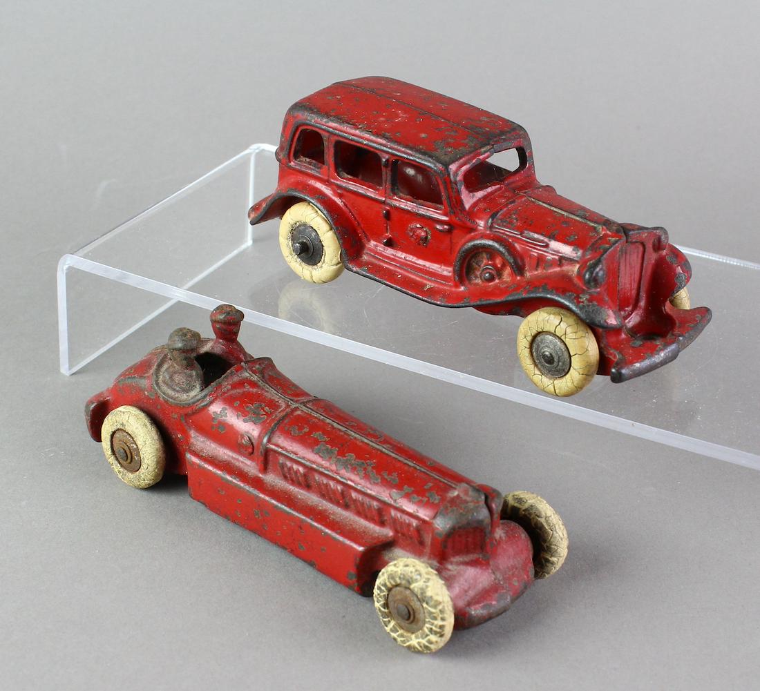 A. C. Williams Sedan & Race Car: Cast Iron Williams original Racer and Sedan, Longest 6 inches.\r\n
