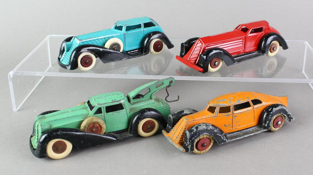 1930s Manoil Streamlined Deco Cars & Wrecker (1 of 2)