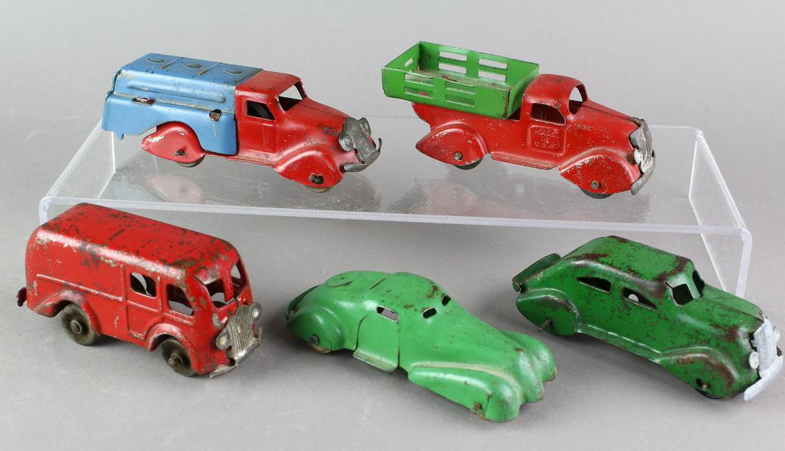 5 Marx Small Pressed Steel Car & Trucks (1 of 3)