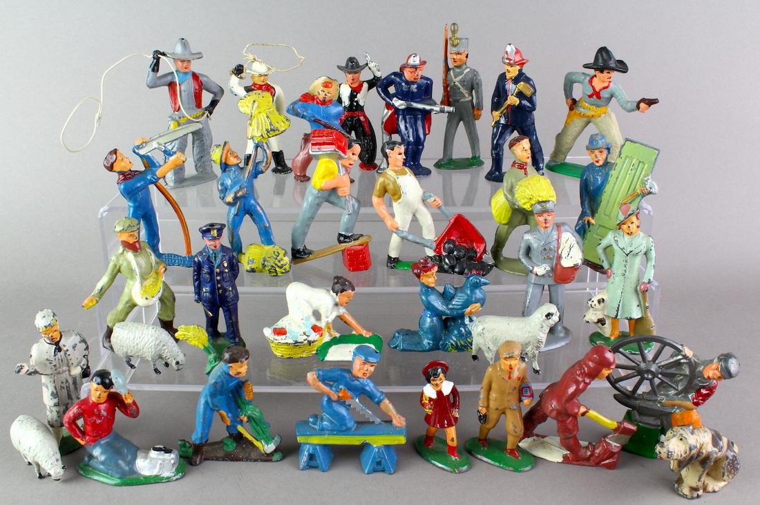 Large Lot Manoil/Barclay Figures, Farm Workers Cowboys (1 of 2)