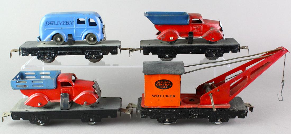 Marx Train Load Flat Cars w/Trucks- Vehicle Train (1 of 2)