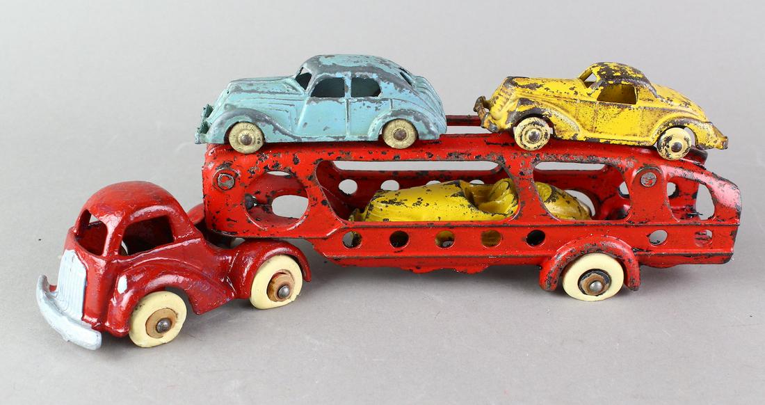 Hubley Car Transporter & 3 Cars (1 of 3)