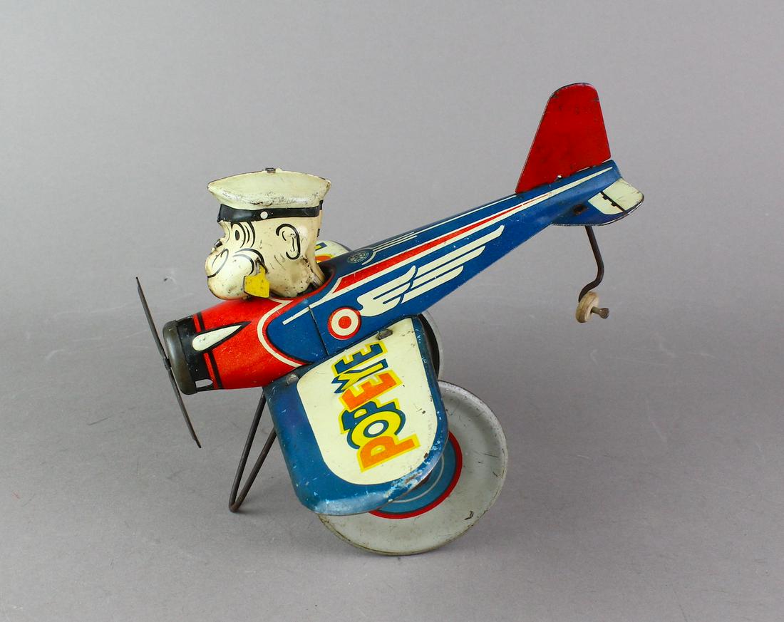 Marx Tin Popeye the Pilot Wind Up Airplane (1 of 4)
