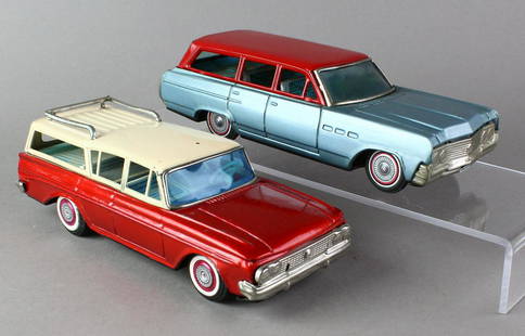 Bandai Japan Tin Rambler & Buick Station Wagons: Bandai Japan Tin Rambler & Buick Station Wagons tin friction cars. Longest 8 1/2 inches.