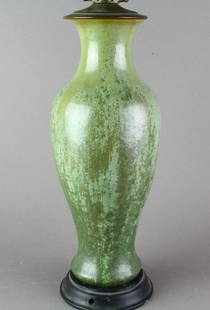 Fulper Vase Lamp Base Crystalline Glaze: Fulper Vase Lamp Base in rich Crystalline Glaze. Vase or lamp base is 11 inch tall, lamp is 15 inches tall. Fulper art pottery in excellent condition.