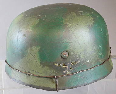 WWII Luftwaffe Paratrooper Fall Schirmjager Helmet: WWII Luftwaffe Paratrooper Fall Schirmjager Helmet, second pattern wire cut