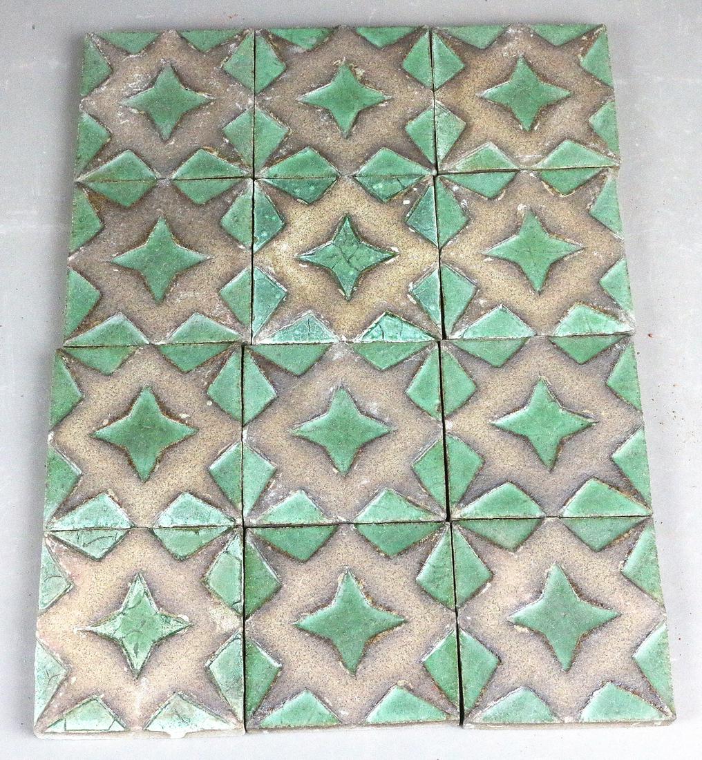 Grueby Green and Rust Tile Lot (1 of 3)