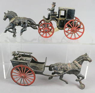 Hubley Hansom Cab Carriage Horse Drawn Lot: Hubley Hansom Cab Carriage Horse Drawn Lot, 10 inches