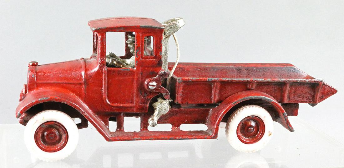 Arcade Cast Iron and Nickel Dump Truck: Arcade Cast Iron and Nickel Dump Truck, 11 inches