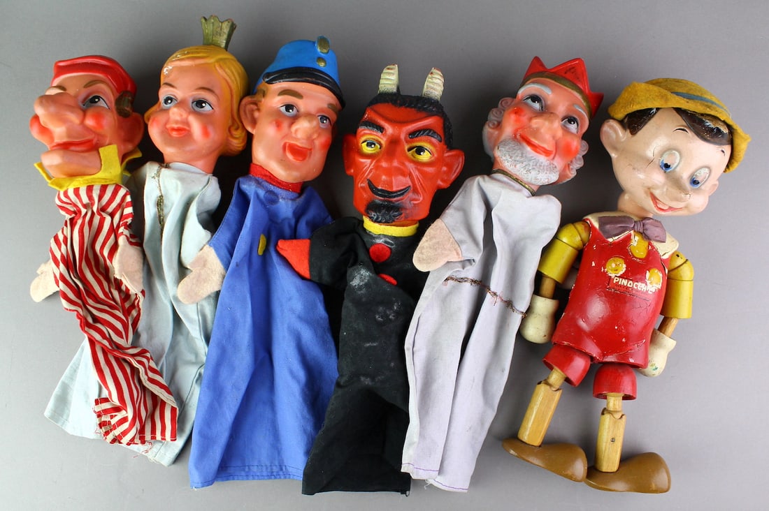 Rubber Head Hand Puppets & Ideal Jointed Pinocchio (1 of 1)