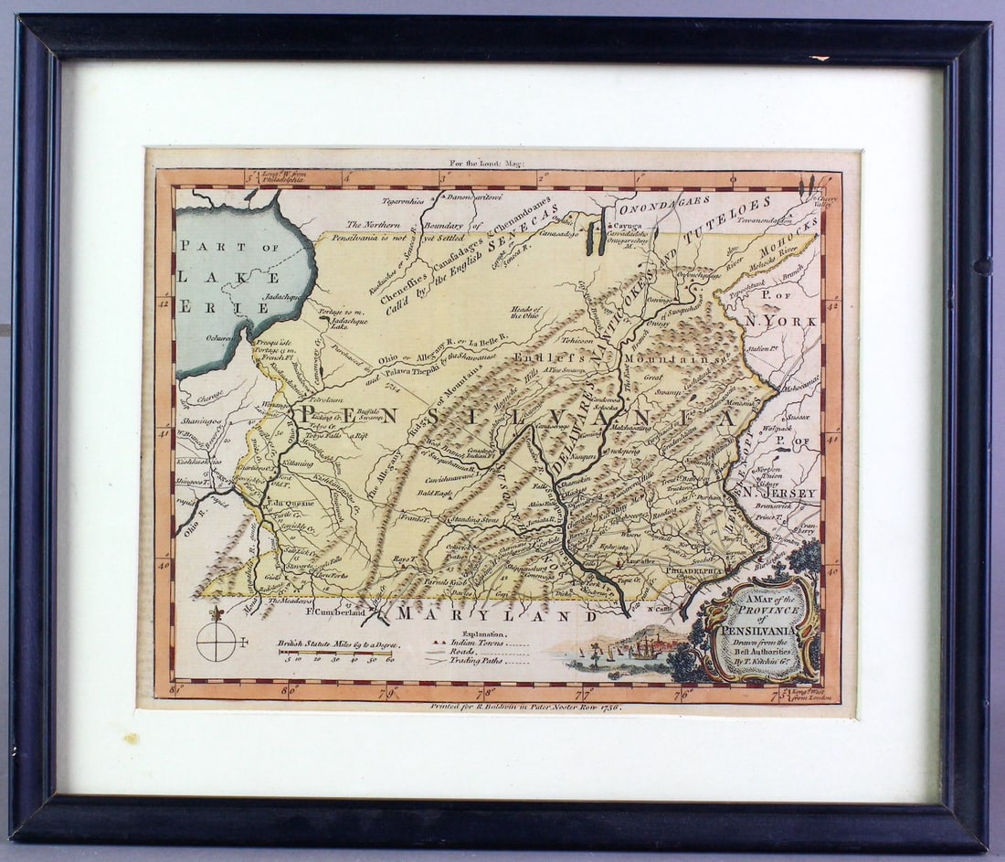 1756 Thomas Kitchin Pennsylvania Map Hand Colored (1 of 3)