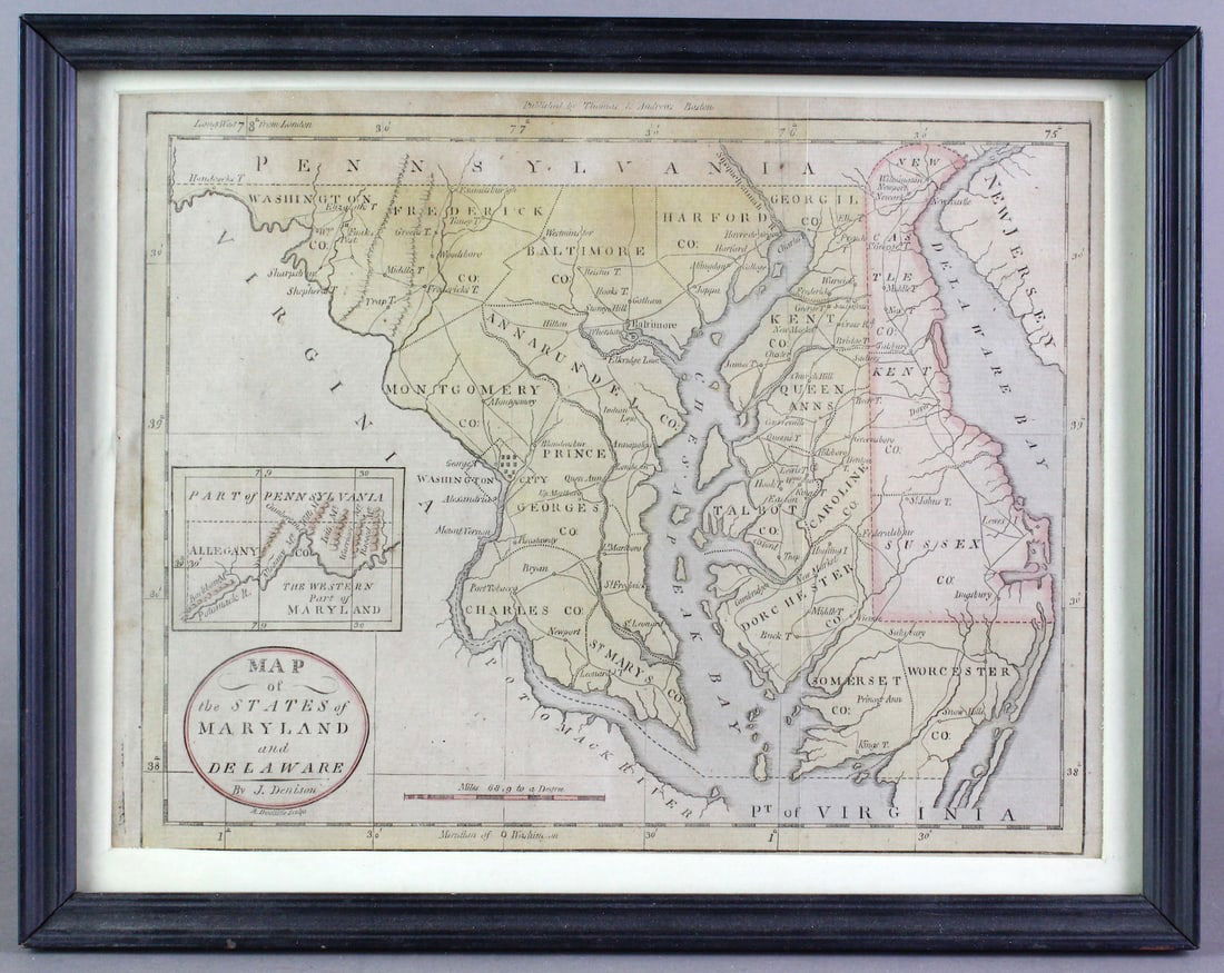 1795 J. Denison & A. Doolittle Maryland/Delaware Map (1 of 3)