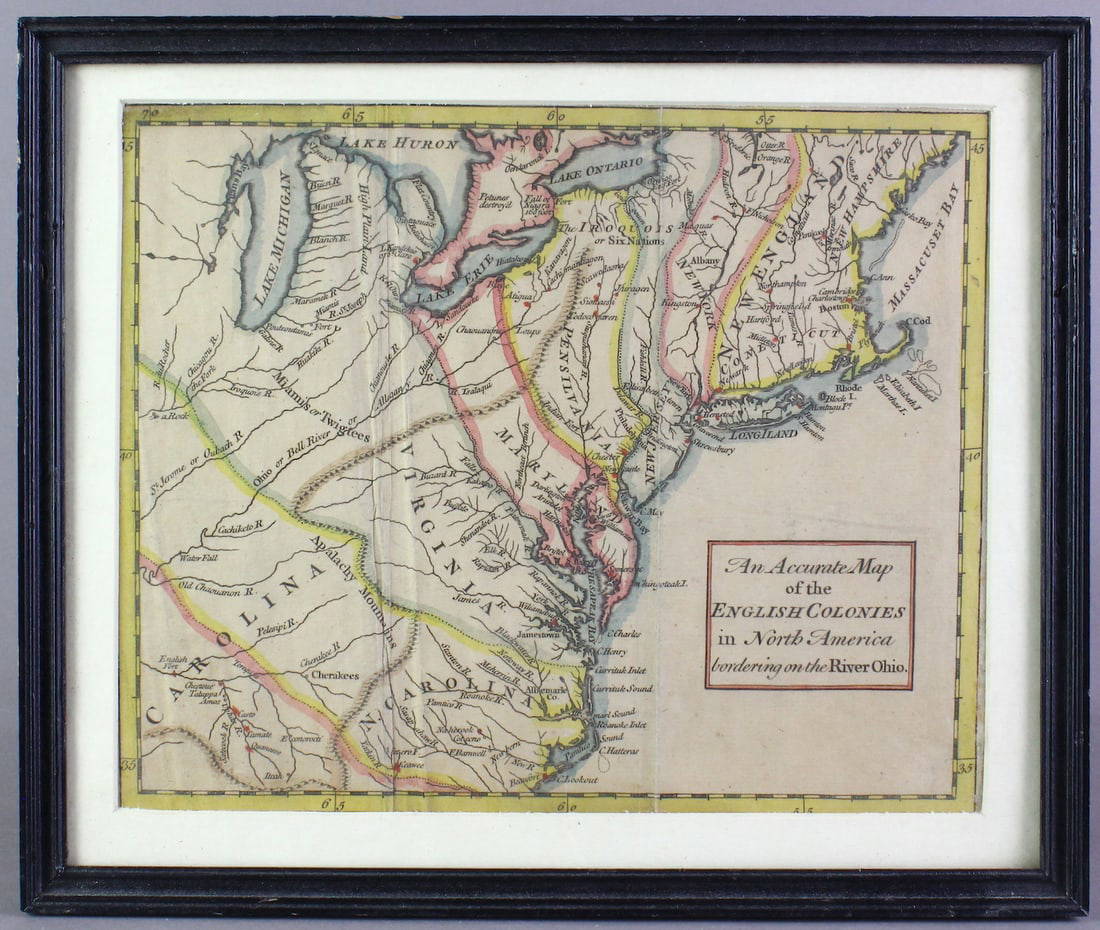 1754 An Accurate Map Of The English Colonies In North America Auction