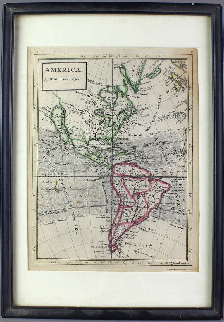 AMERICA H. Moll Geographer 1732 Map (1 of 3)