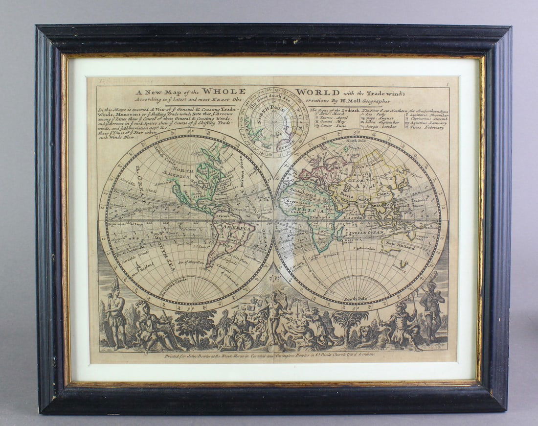 1732 H Moll New Map of the Whole World & Tradewinds (1 of 2)