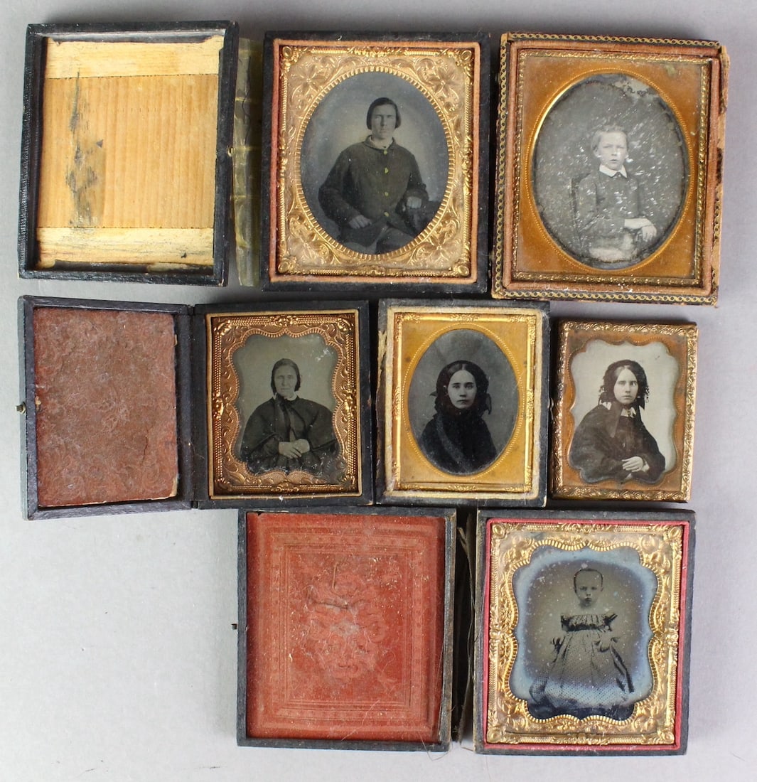 19th Century Daguerreotype Ambrotype Photographs in Cases (1 of 3)