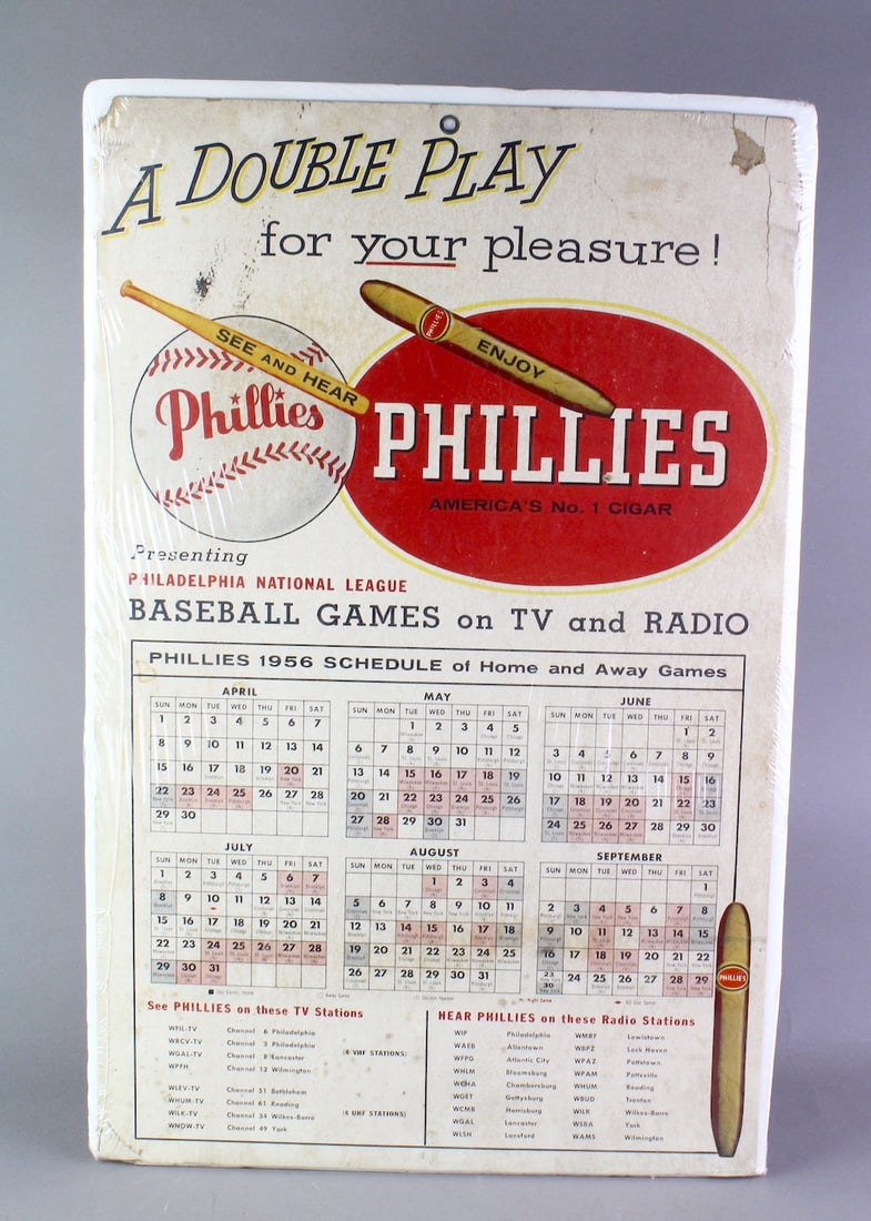 56' Phillies Cigar & Baseball Advertising Schedule Poster (1 of 2)