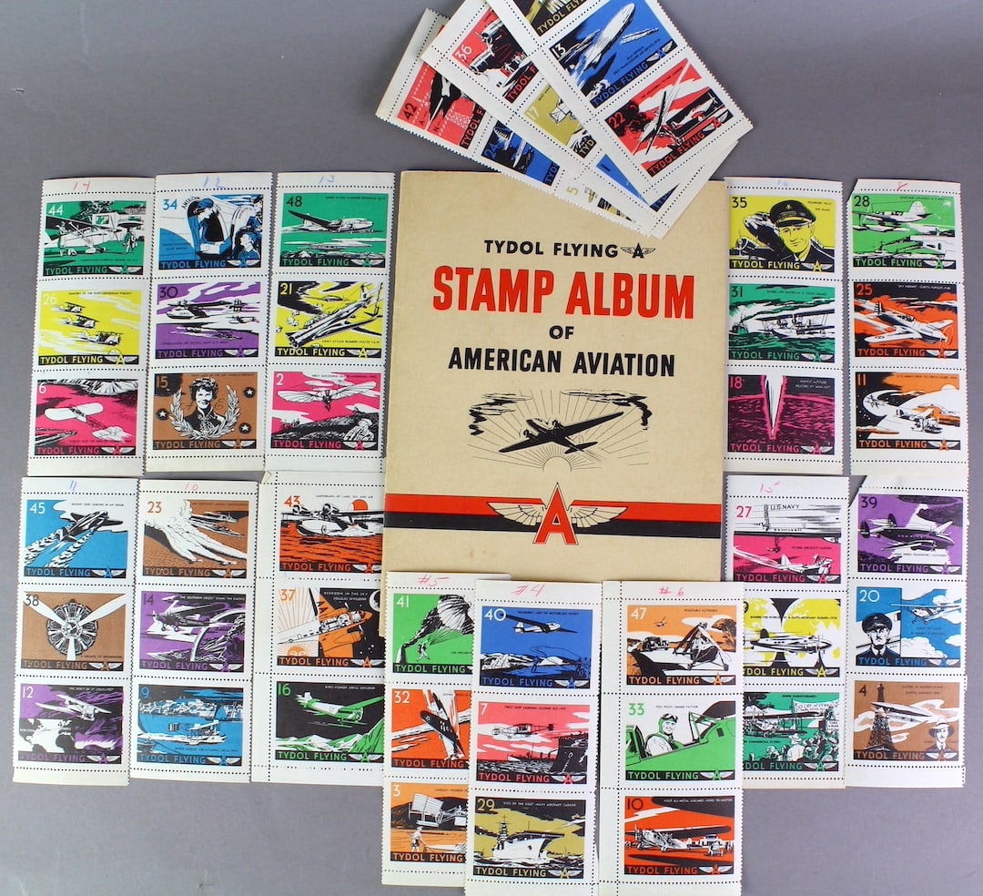 Tydol Gasoline Aviation Flying A Stamps & Album Mint (1 of 3)