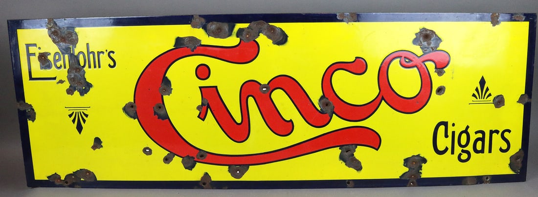 Cinco Cigars Porcelain Advertising Sign (1 of 2)