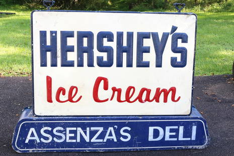 Hersheys Ice Cream Hanging Advertising Sign: Hersheys Ice Cream Hanging Advertising Sign, double sided, 58x40, large