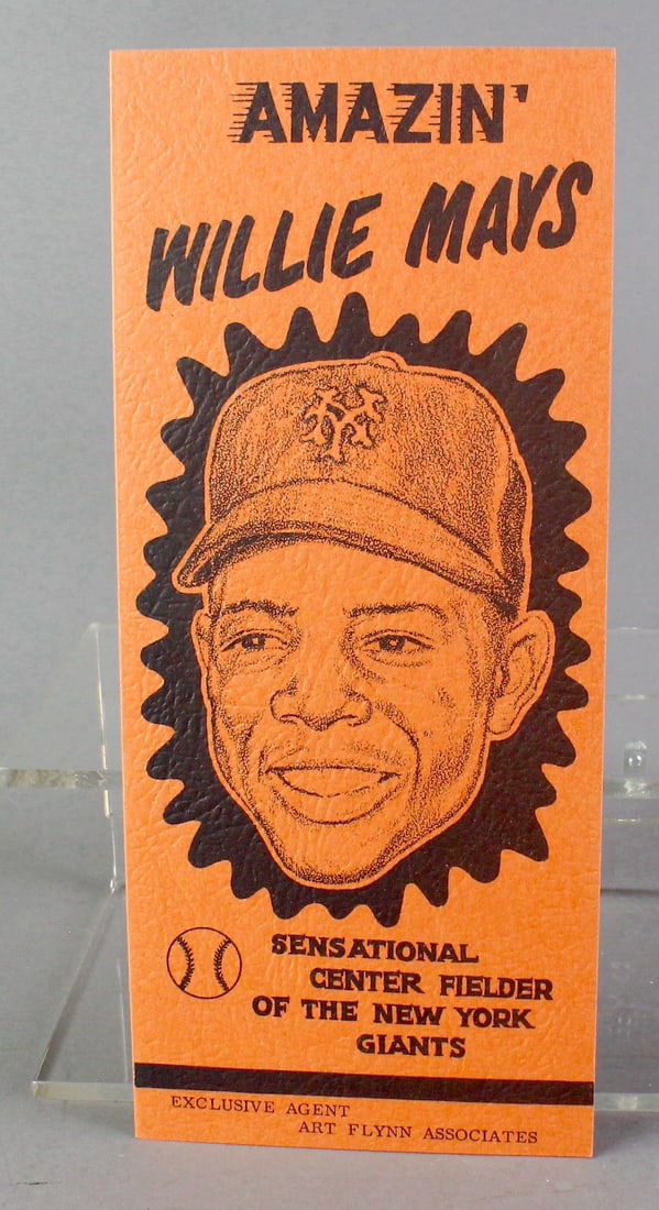 Amazin Willie Mays Advertising For Guest Appearances: Amazin Willie Mays Advertising For Guest Appearances. Pamphlet from Art Flynn Associates to promote personal appearances, TV and radio for Wille Mays. Rare Pamplet on hard stock, in excellent conditio