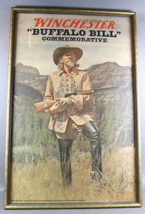 Winchester Buffalo Bill Model 94 Advertising Poster 1950\'s: Winchester Buffalo Bill Model 94 Advertising Poster 1950\'s, dealer display, 36x20