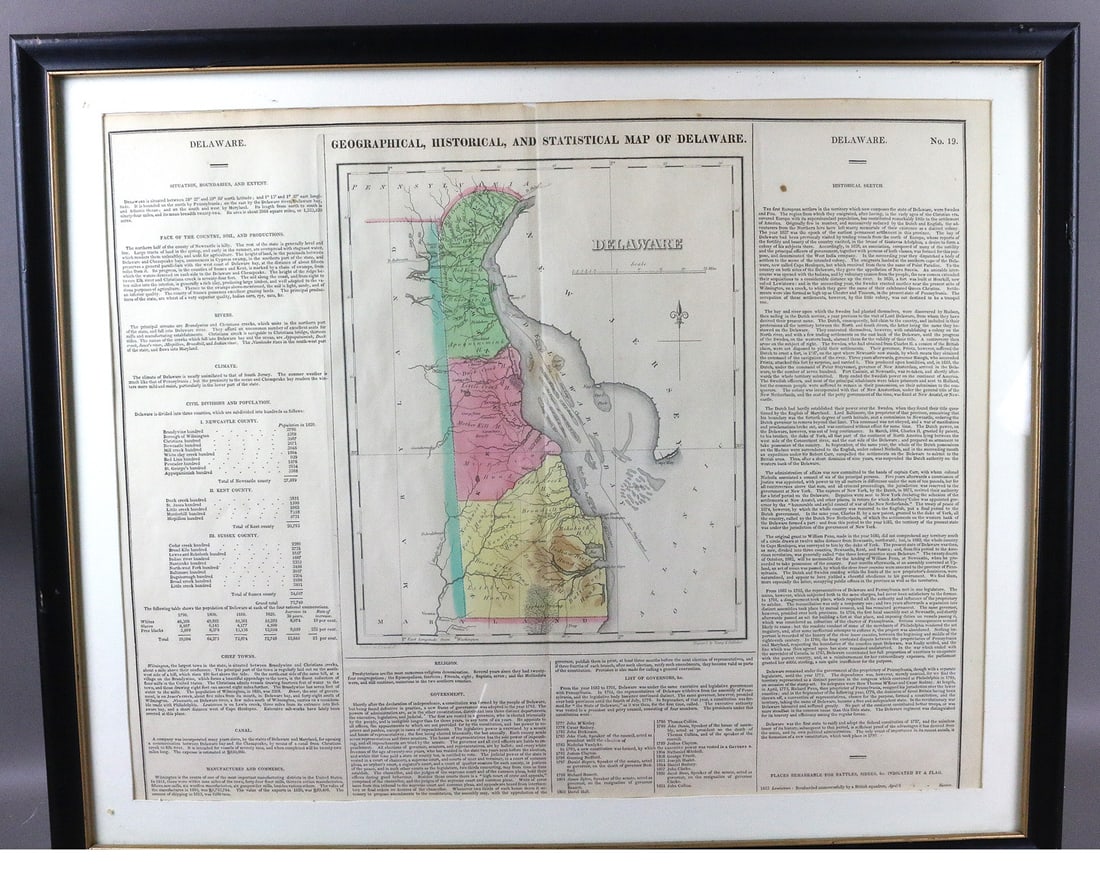 Map Of Delaware 1822: Map Of Delaware 1822, Carey and Lee, Phila, Pa 26x17
