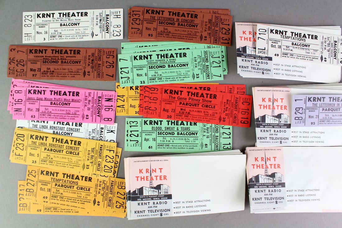 1960s Mint Concert Tickets KRNT Theater-Vanilla Fudge, James Gang, PPM, Lettermen& (1 of 2)
