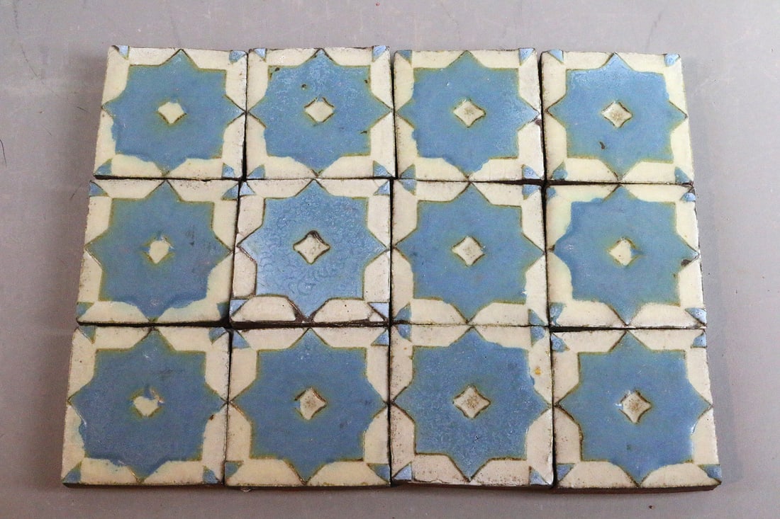 Grueby Cream and Blue 3x3 Tiles ,12 (1 of 3)