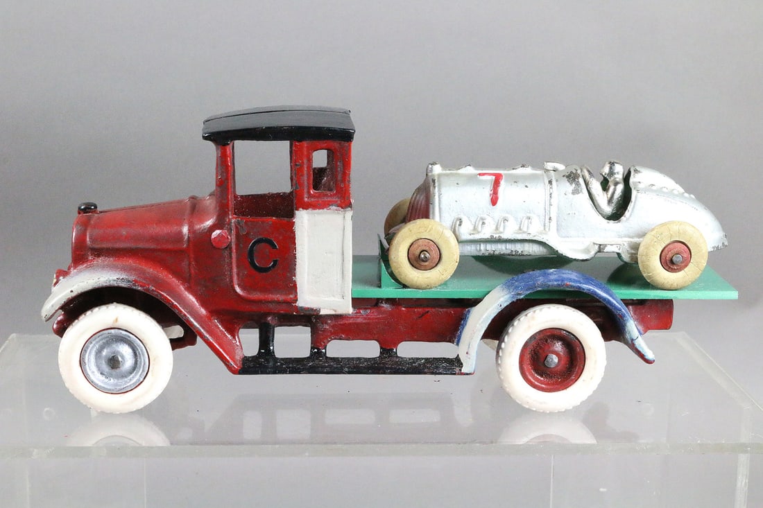 Arcade Car Carrier Truck & Hubley Race Car Cast Iron (1 of 2)