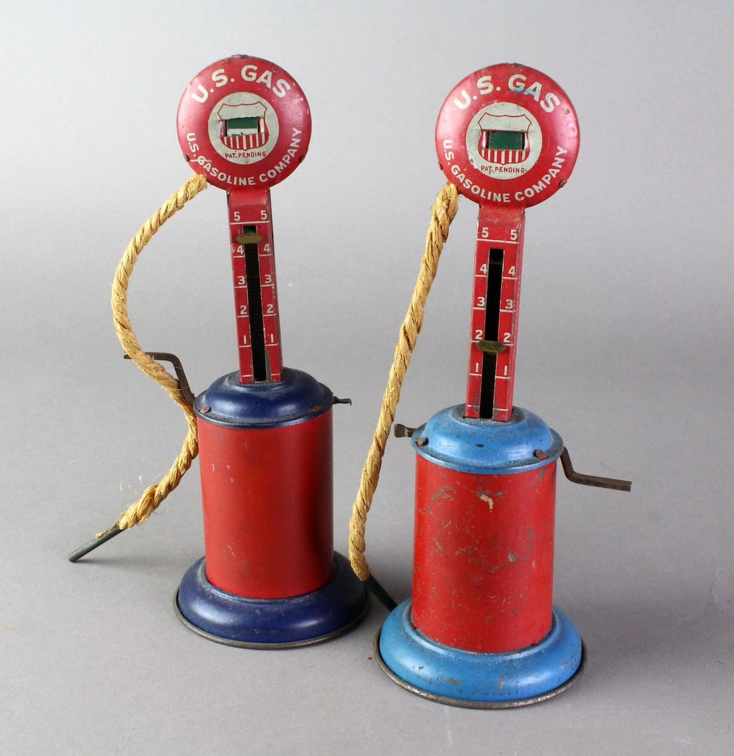Two Chein Tin Gasoline Pumps US Gas (1 of 2)