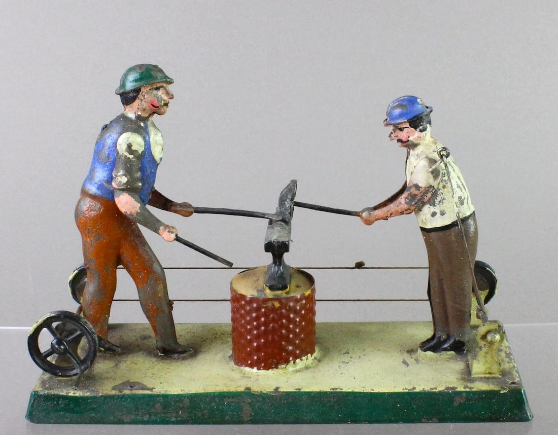 German Tin 2 Men Blacksmiths at Anvil Live Steam (1 of 3)
