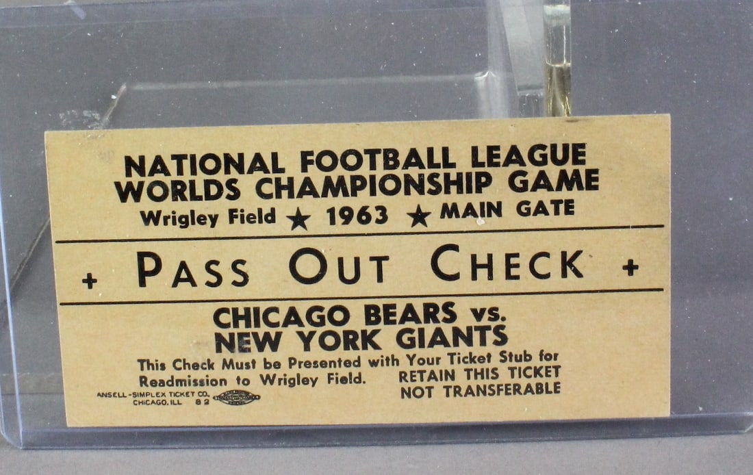 1963 National Football League Championship Game Ticket (1 of 2)